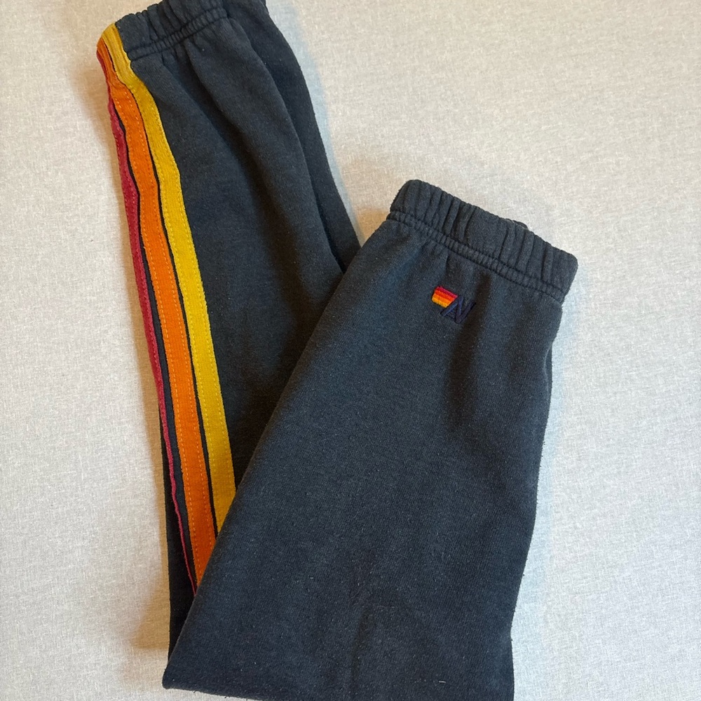 Aviator Nation KID'S 5 STRIPE SWEATPANTS CHARCOAL UNISEX Size 8